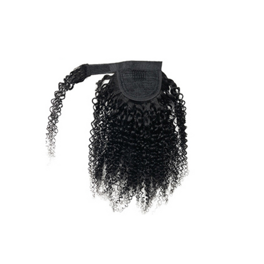 KINKY CURLY HUMAN HAIR VELCRO PONYTAIL-NATURAL COLOR